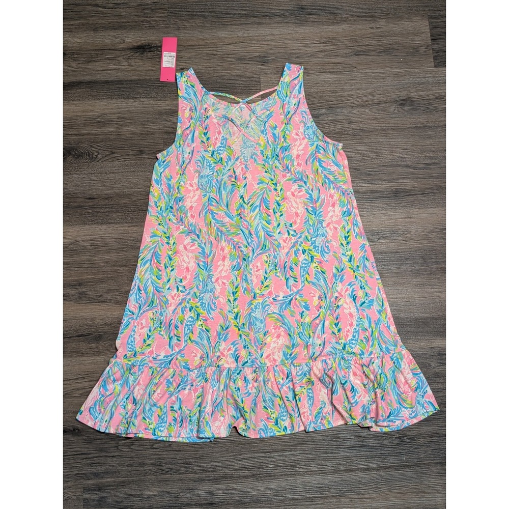 Lilly Pulitzer Kristen Flounce Dress Unicorn of the Sea‎ Pima Cotton Pink Medium